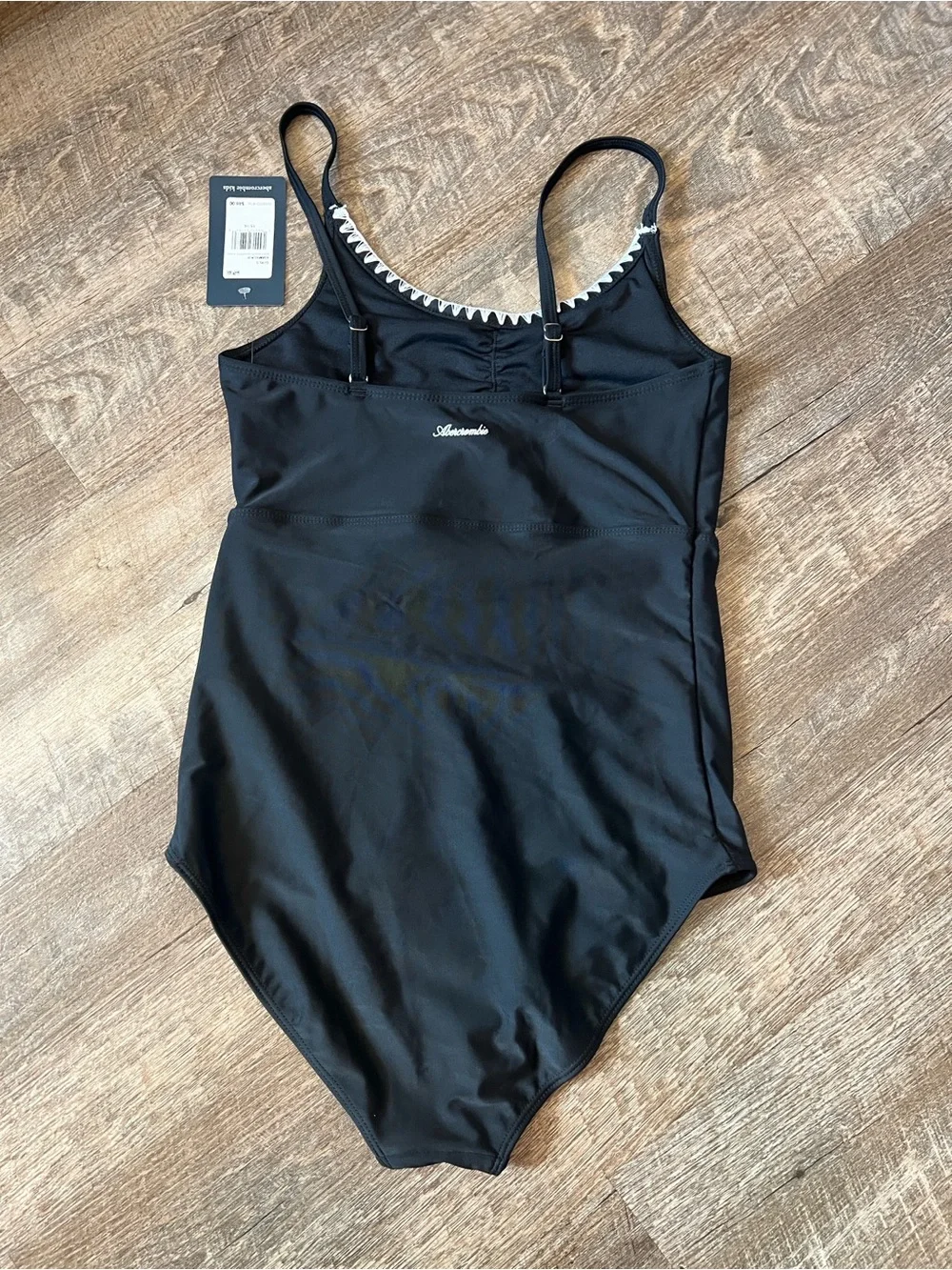 Abercrombie Kids Girls' Cinched Cutout Round Neck One-Piece Swimsuit-Size 15/16